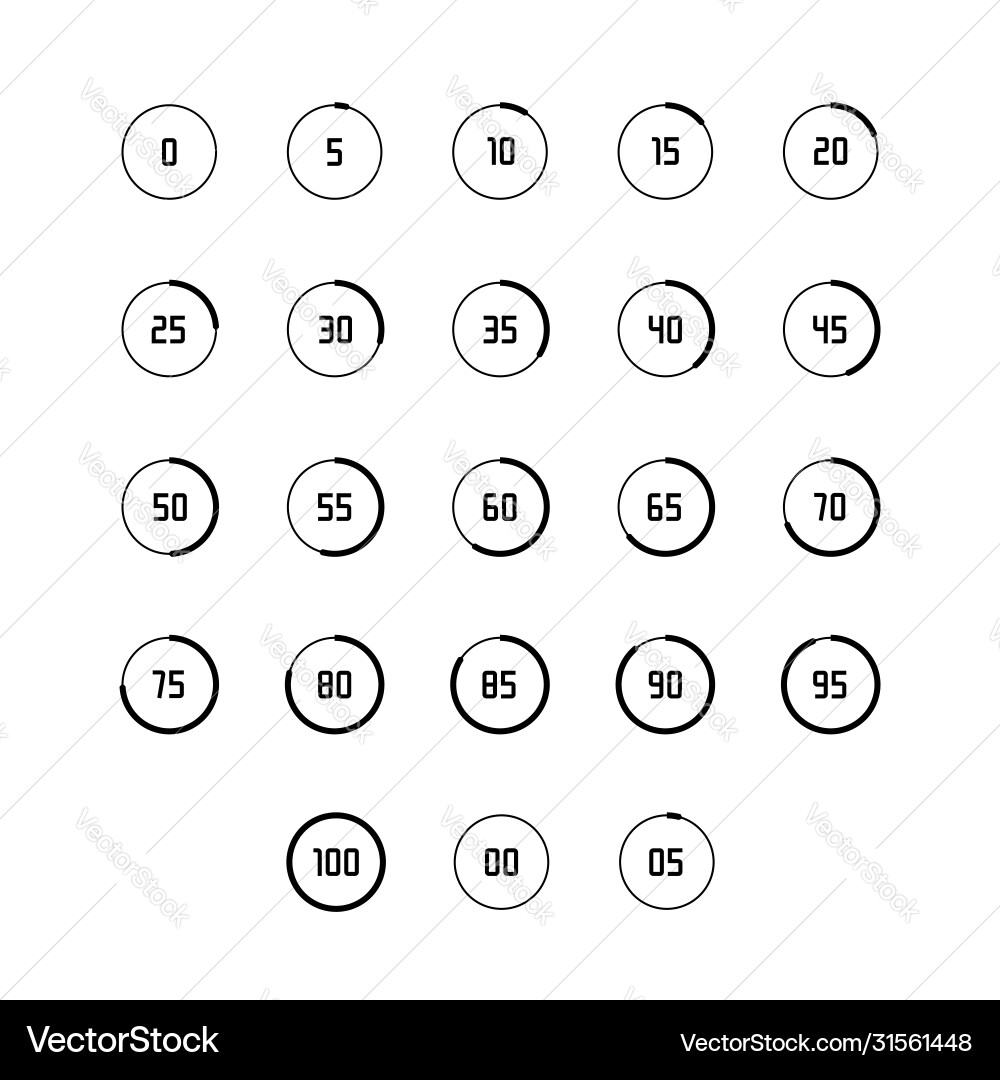 Loading buffering progress wheel icon set in thin Loading buffering progress wheel icon set in thin vector image