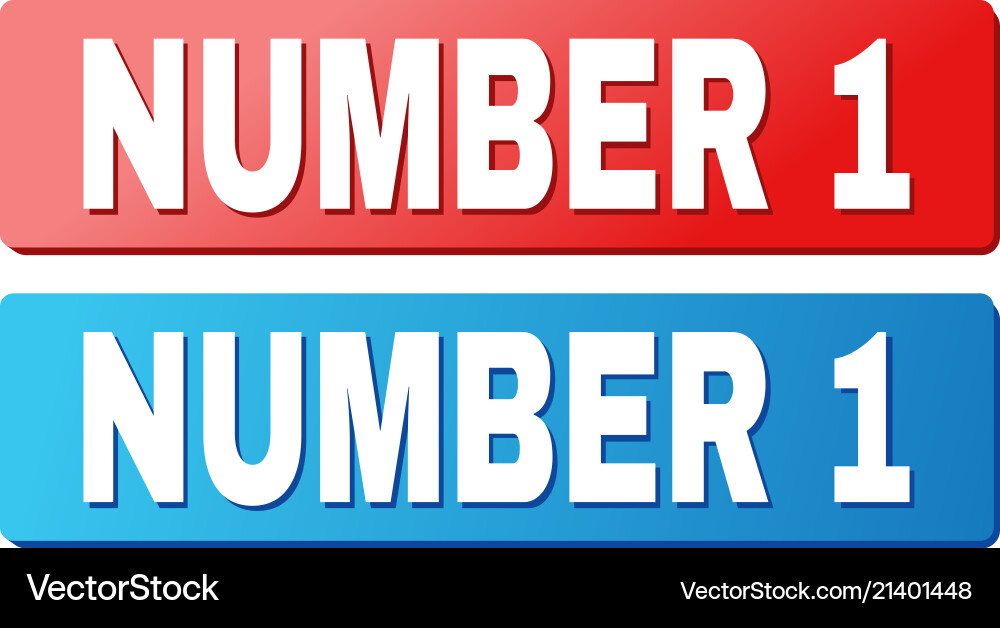 Number 1 caption on blue and red rectangle buttons vector image