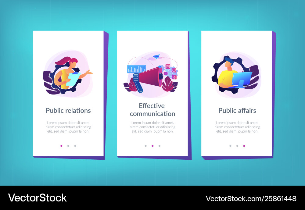 Public relations app interface template Public relations app interface template vector image