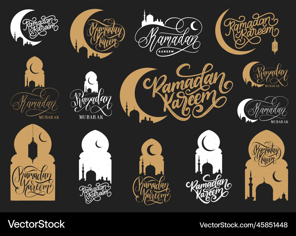 Ramadan mubarak hand lettering set Ramadan mubarak hand lettering set vector image