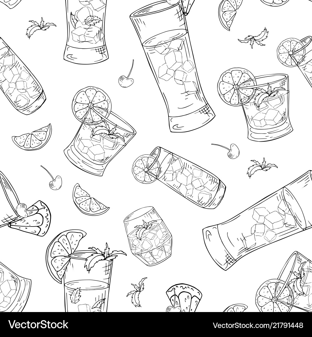 Seamless pattern with hand drawn elements Seamless pattern with hand drawn elements vector image