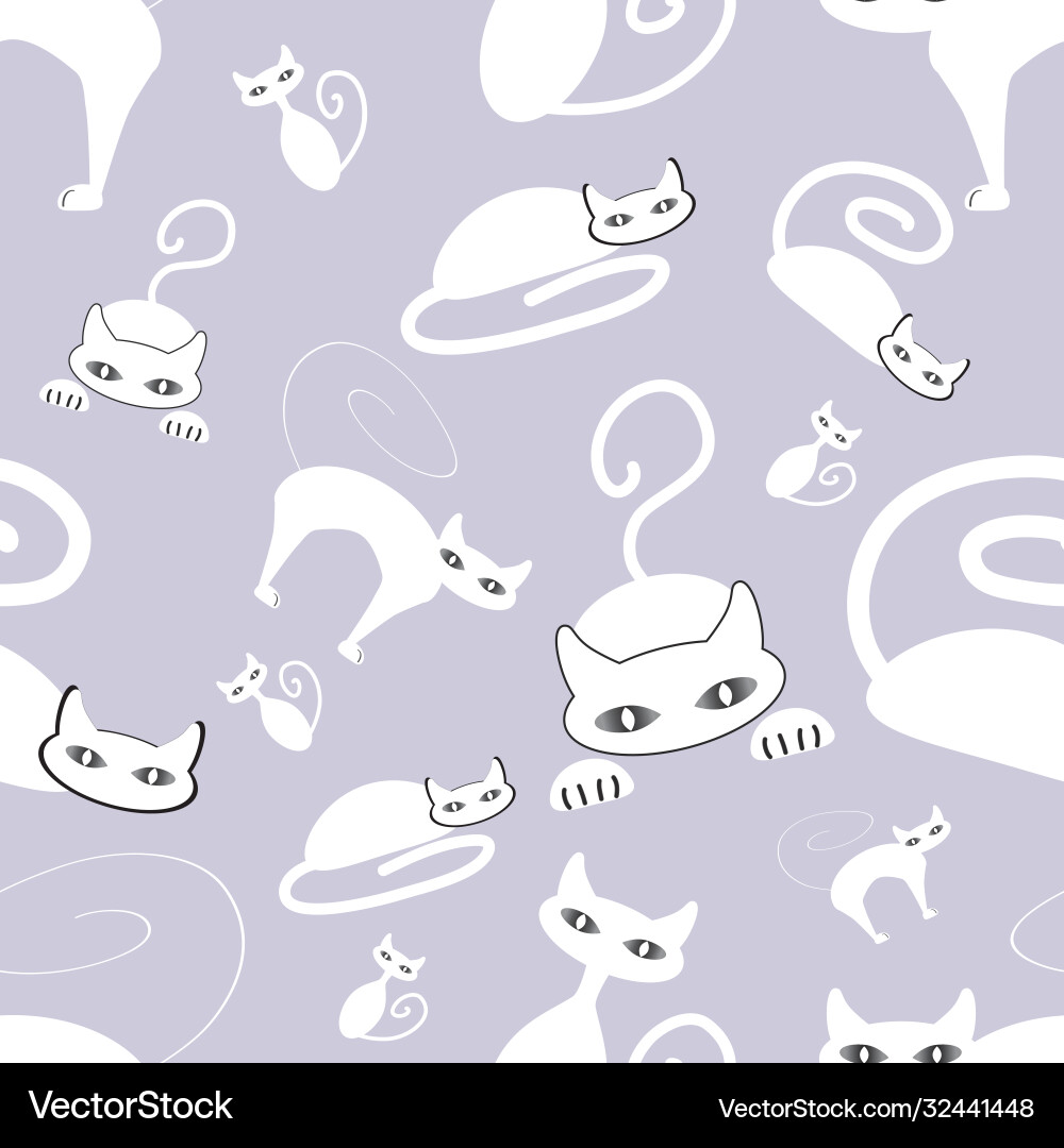 Seamless repeat pattern with white cat Seamless repeat pattern with white cat vector image