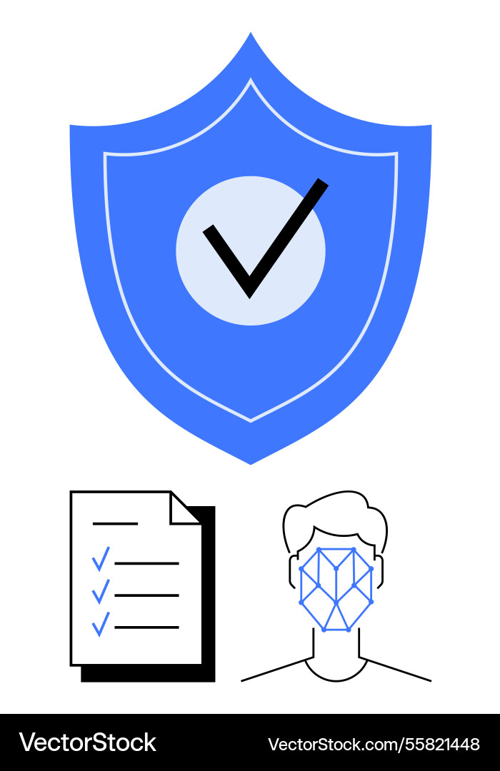 Security shield with checkmark checklist Vector Image
