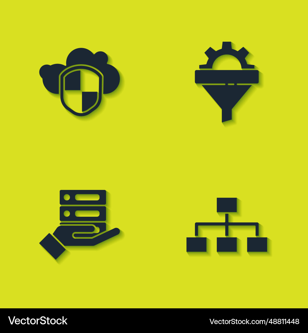 Set cloud and shield hierarchy organogram chart Set cloud and shield hierarchy organogram chart vector image