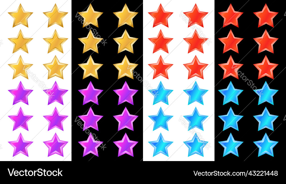Set of colorful rating stars with different vector image