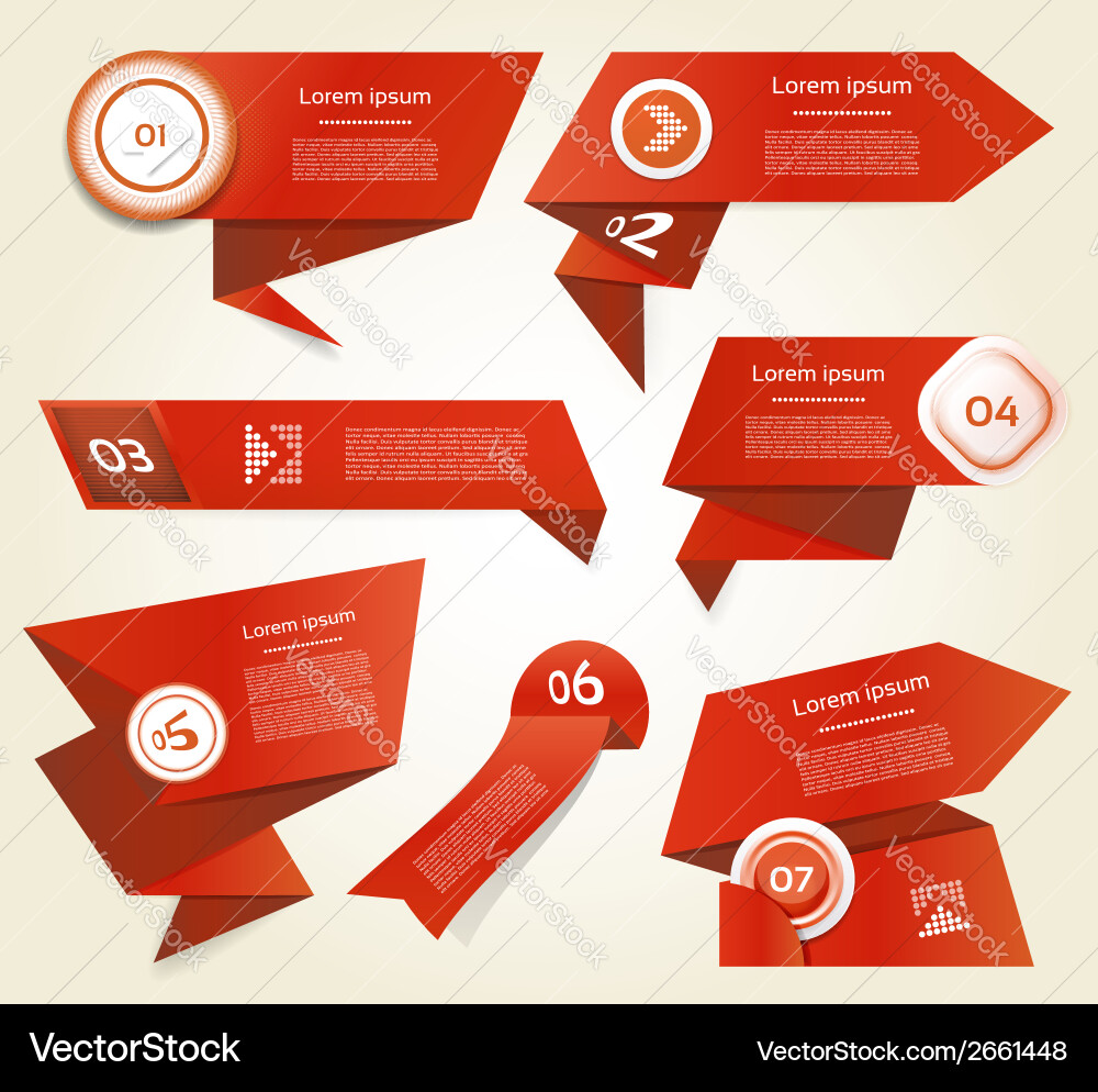 Set of red progress version step icons eps 10 vector image