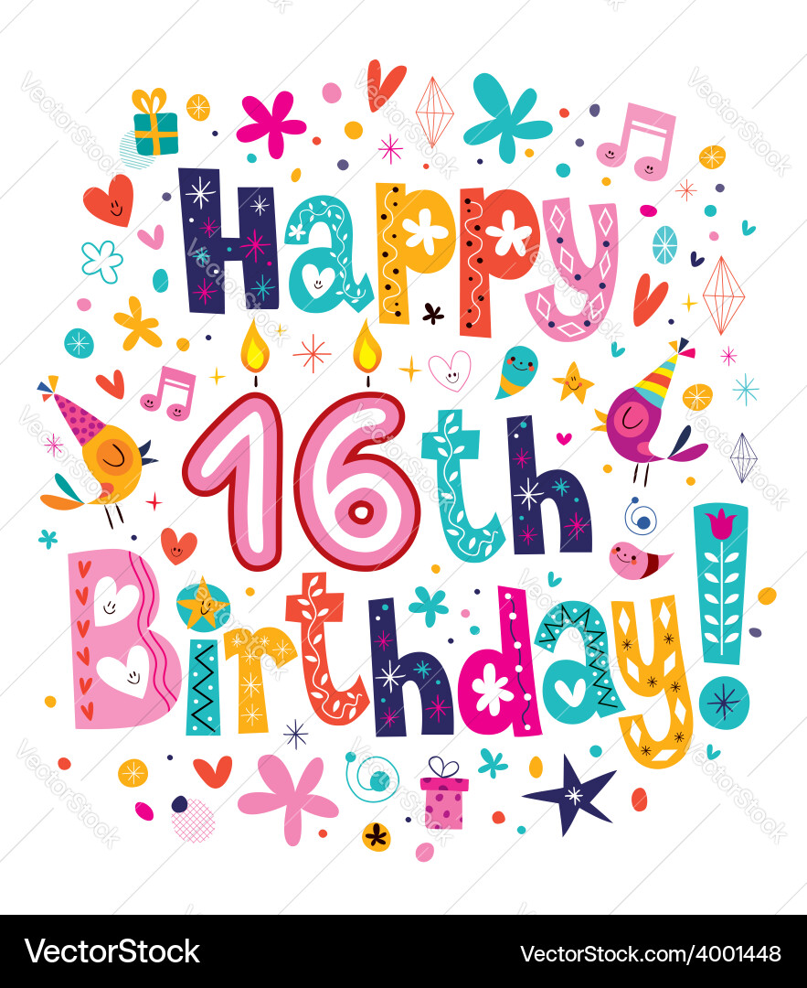 Sixteenth Birthday Celebration Vector Image