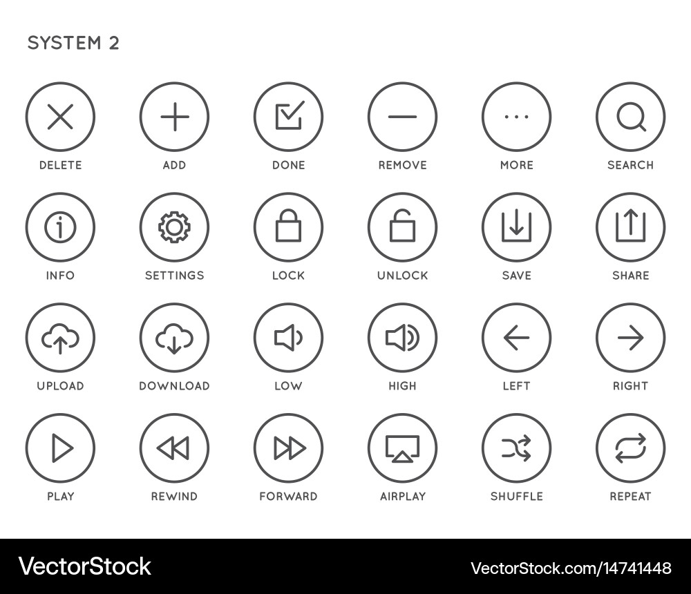 System user interface ui icon set high quality vector image