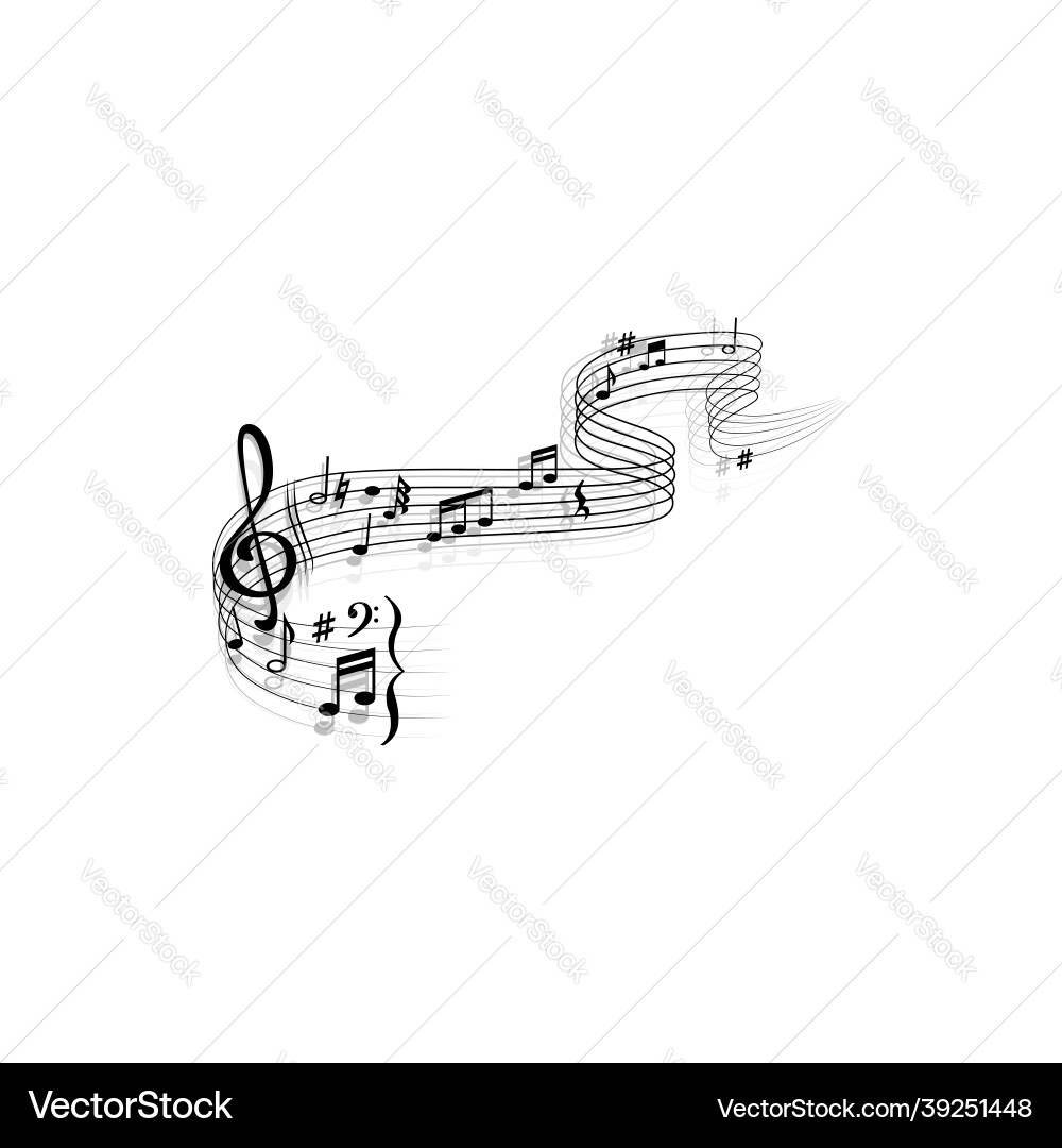 Treble clef notes with shadow reflection isolated Treble clef notes with shadow reflection isolated vector image