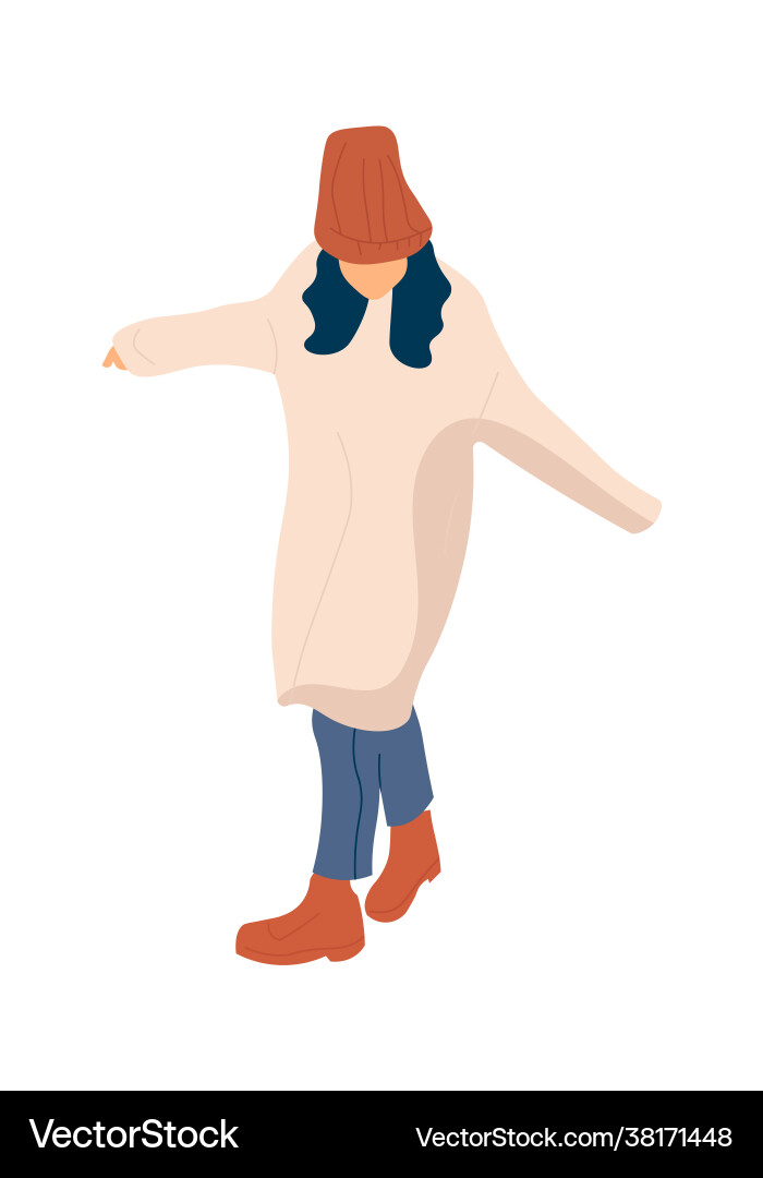 Trendy woman cartoon girl walking alone isolated Trendy woman cartoon girl walking alone isolated vector image