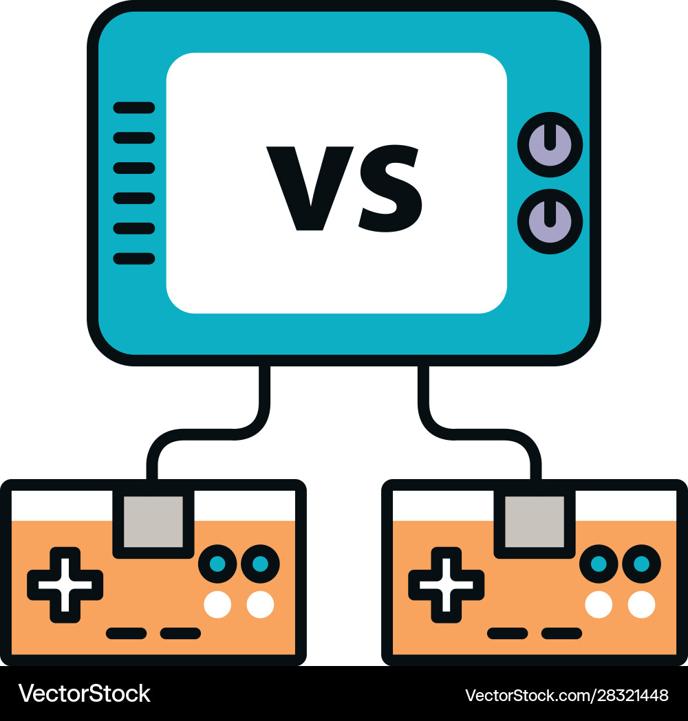 Video game control handle with display tv Vector Image