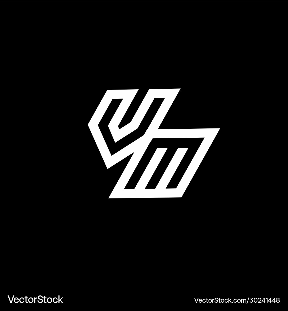 Vm logo monogram with up to down style negative Vector Image