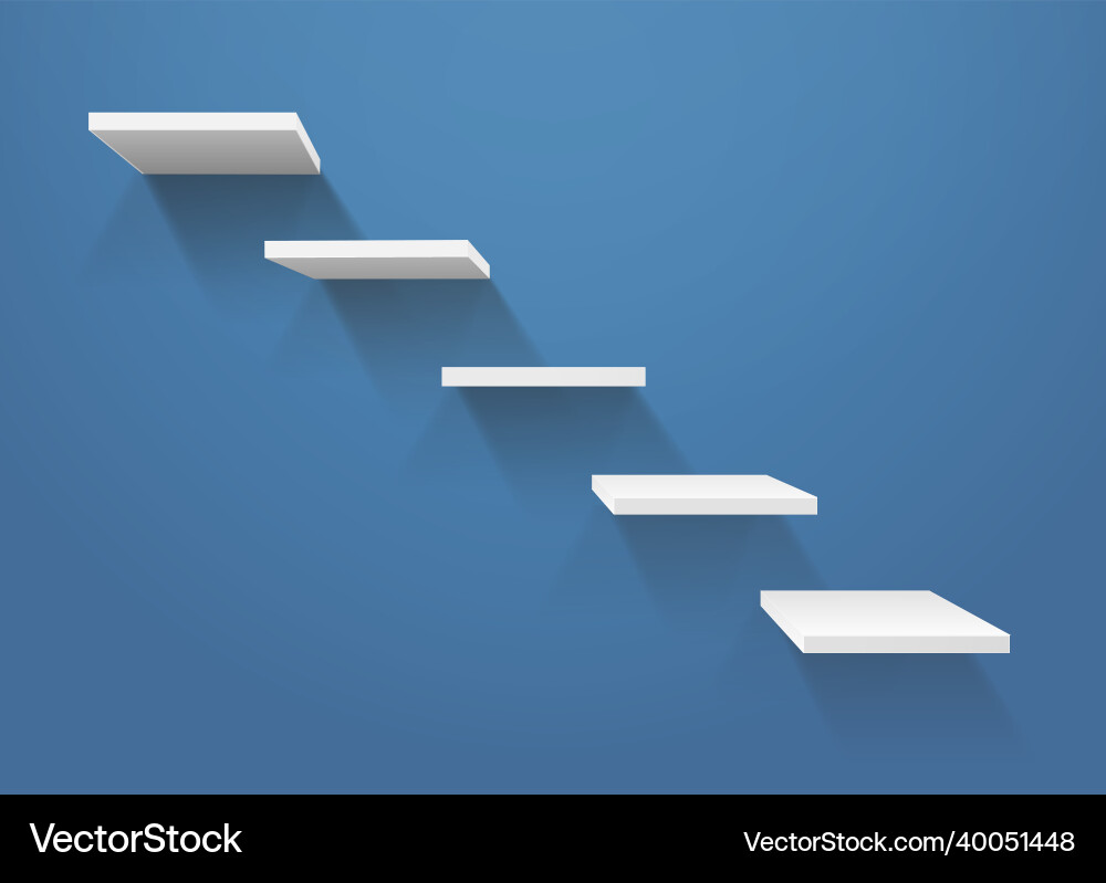 White stair on blue wall staircase or shelves vector image