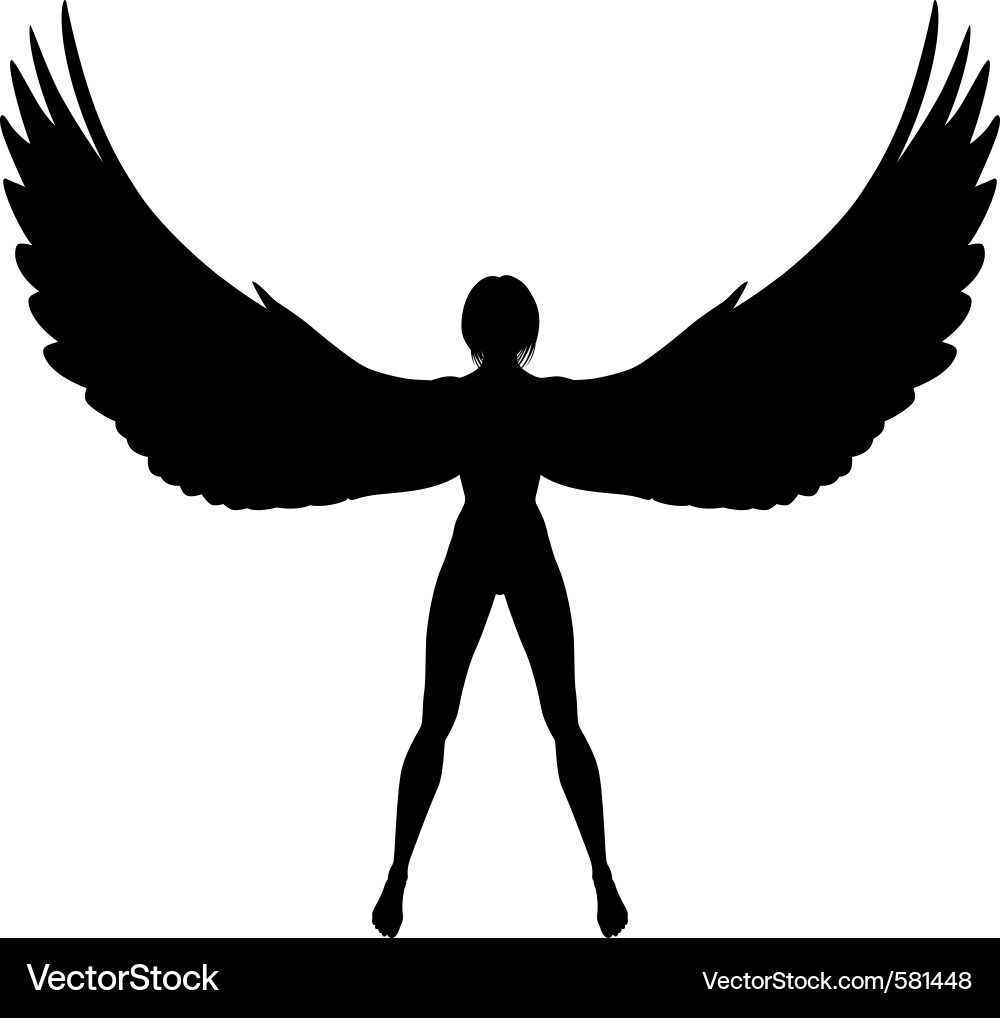 Winged Woman Silhouette vector image