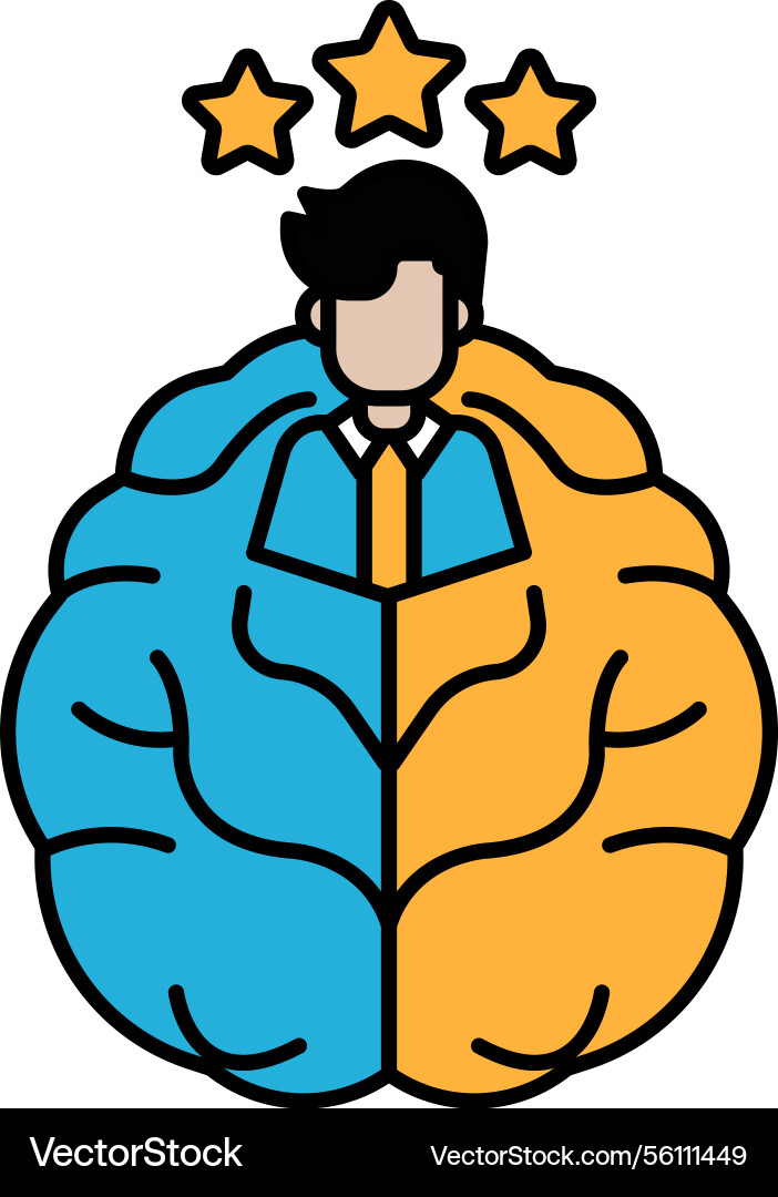 A man with brain that is split into two parts A man with brain that is split into two parts vector image