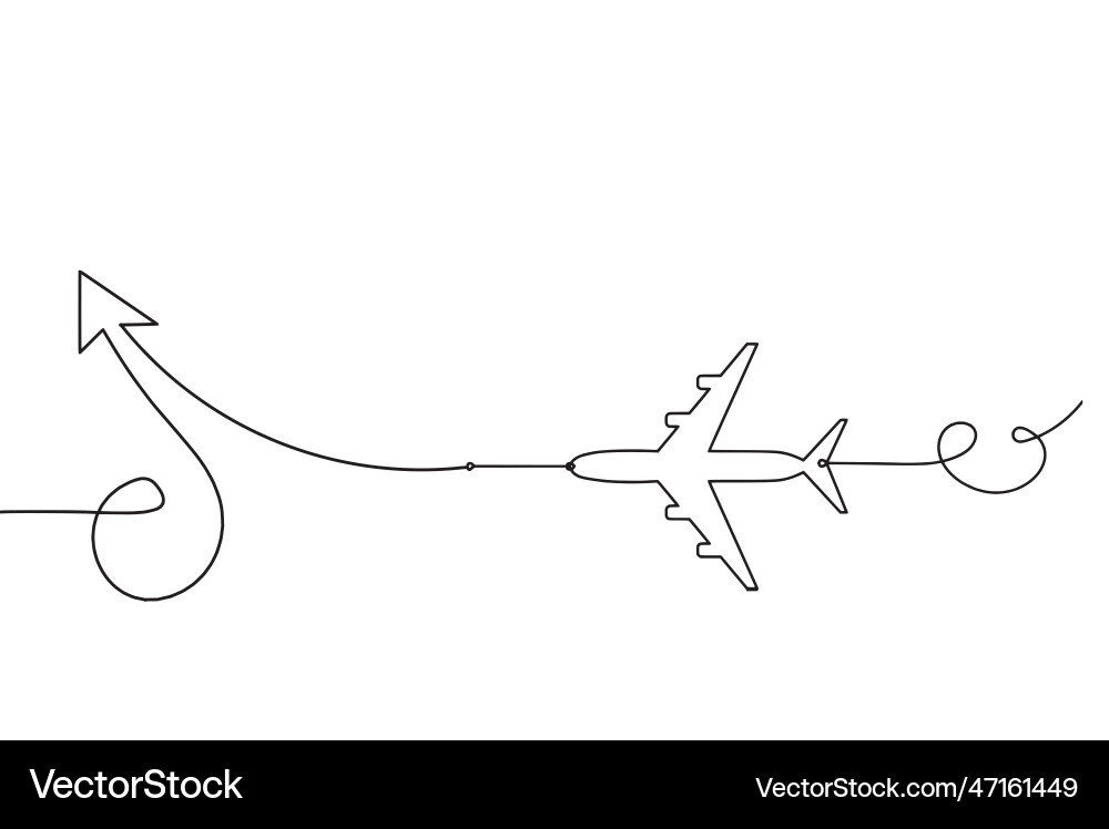 Abstract continuous lines arrows and plane Vector Image
