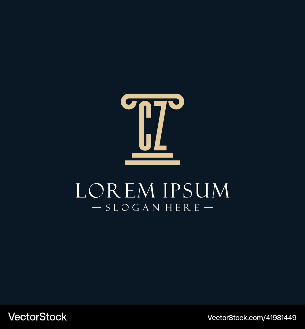 Cz initial monogram logos with pillar shapes style vector image