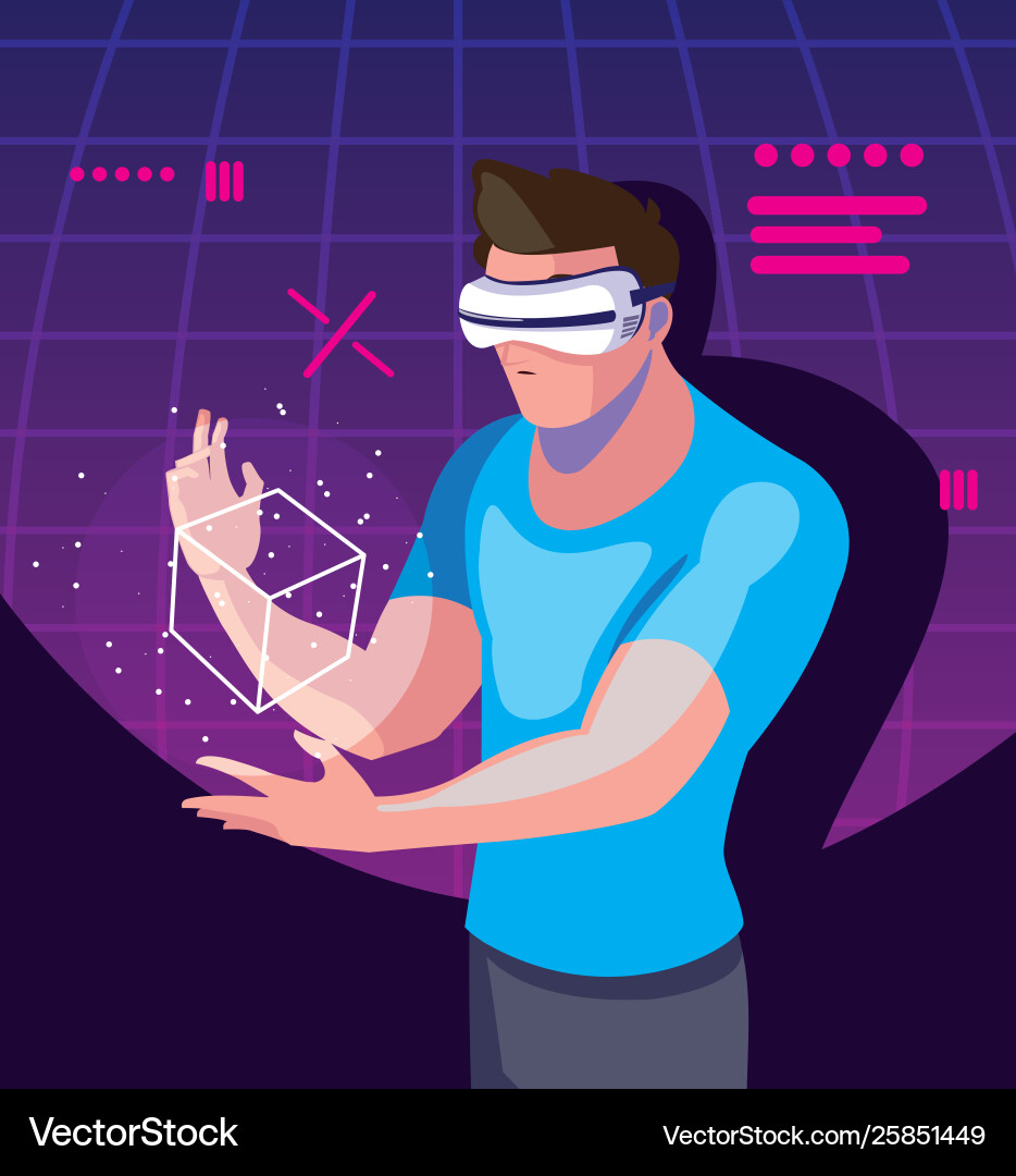Design man using technology augmented vector image