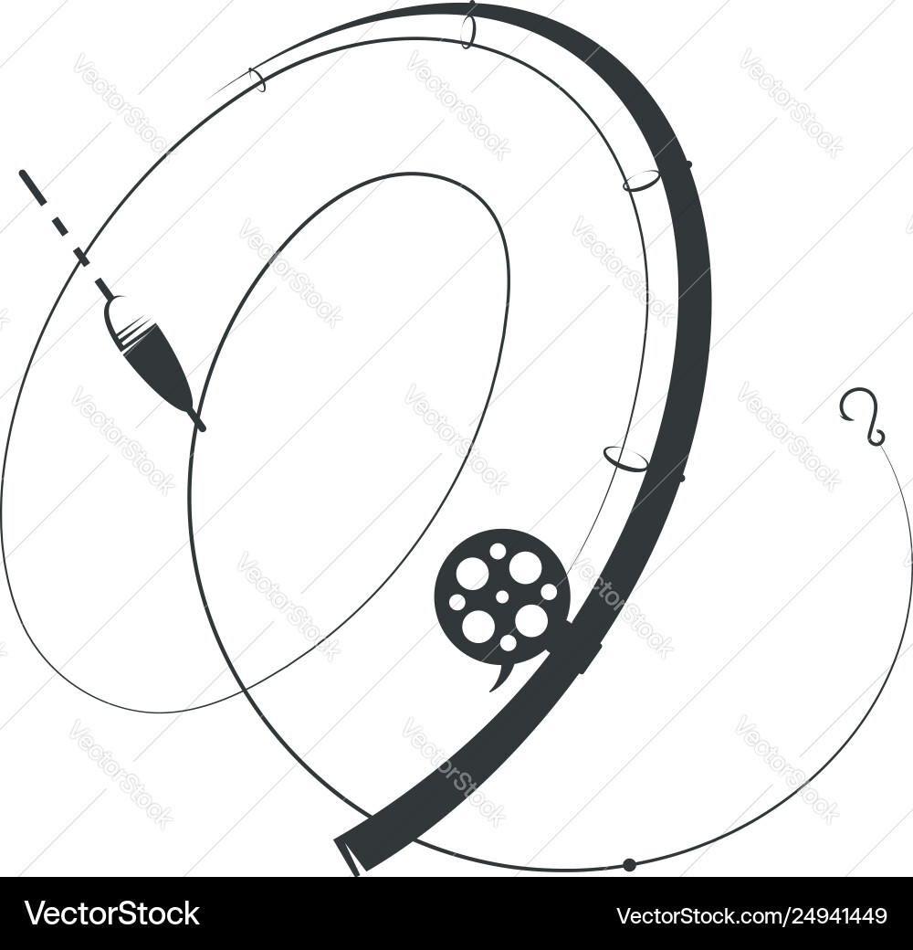 Fishing Rod with Float and Hook Vector Image