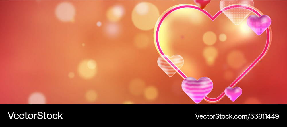 Heart shape with bokeh abstract banner background vector image
