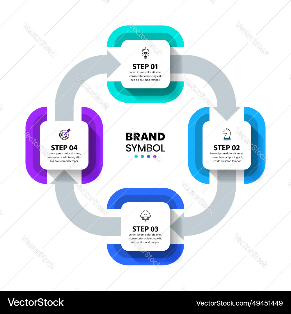 Infographic template squares in a loop with 4 Infographic template squares in a loop with 4 vector image