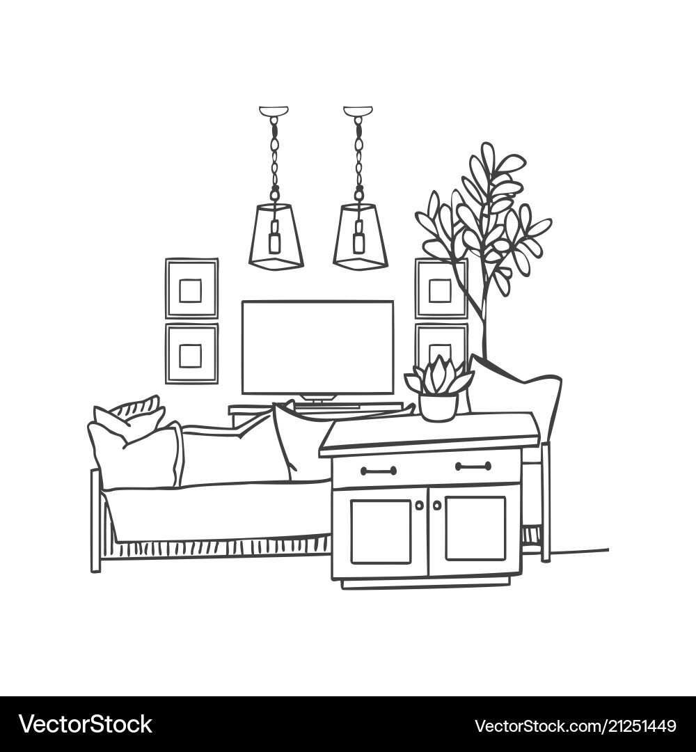 Innenarchitektur Skizze modern weiß Wohnzimmer Innenarchitektur Skizze modern weiß Wohnzimmer vektorbild