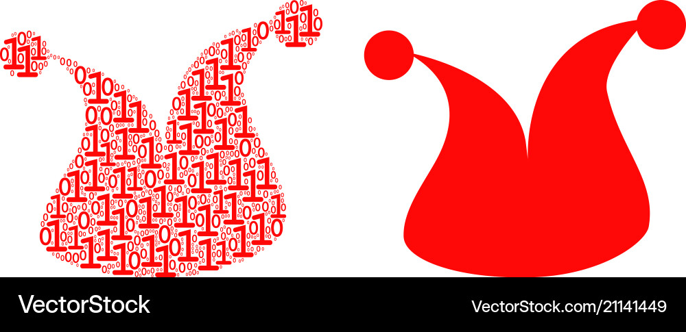 Joker hat collage of binary digits vector image