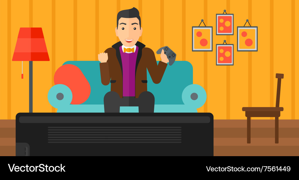Man playing video game vector image