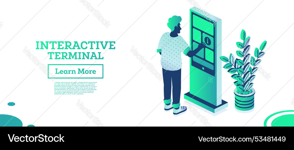 Man using self service terminal in bank isometric Vector Image