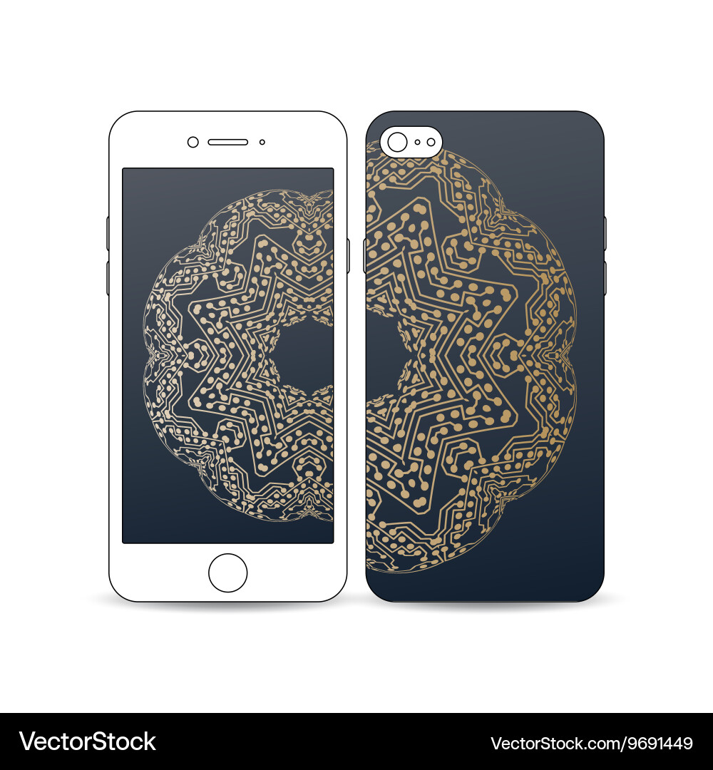 Mobile smartphone with an example of the screen vector image