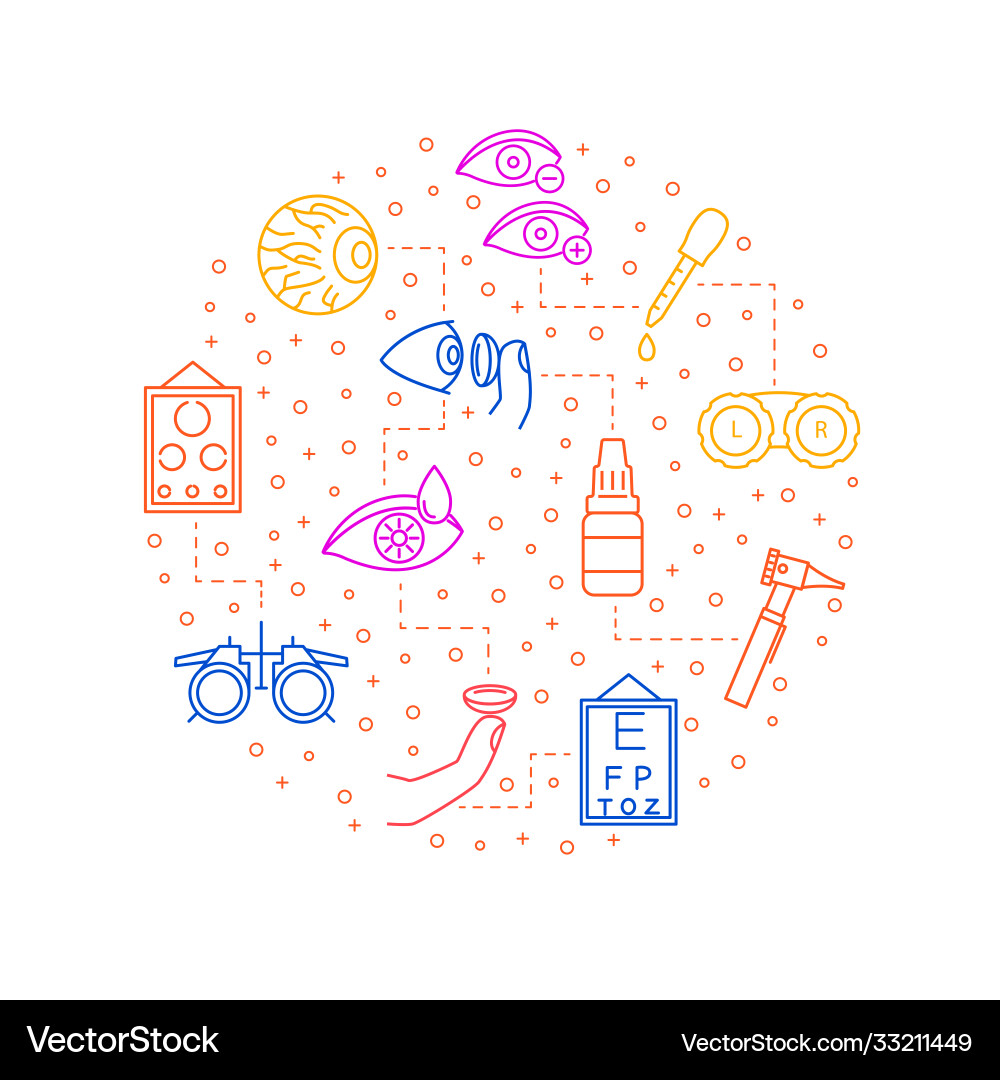 Optometry concept thin line color round design Vector Image