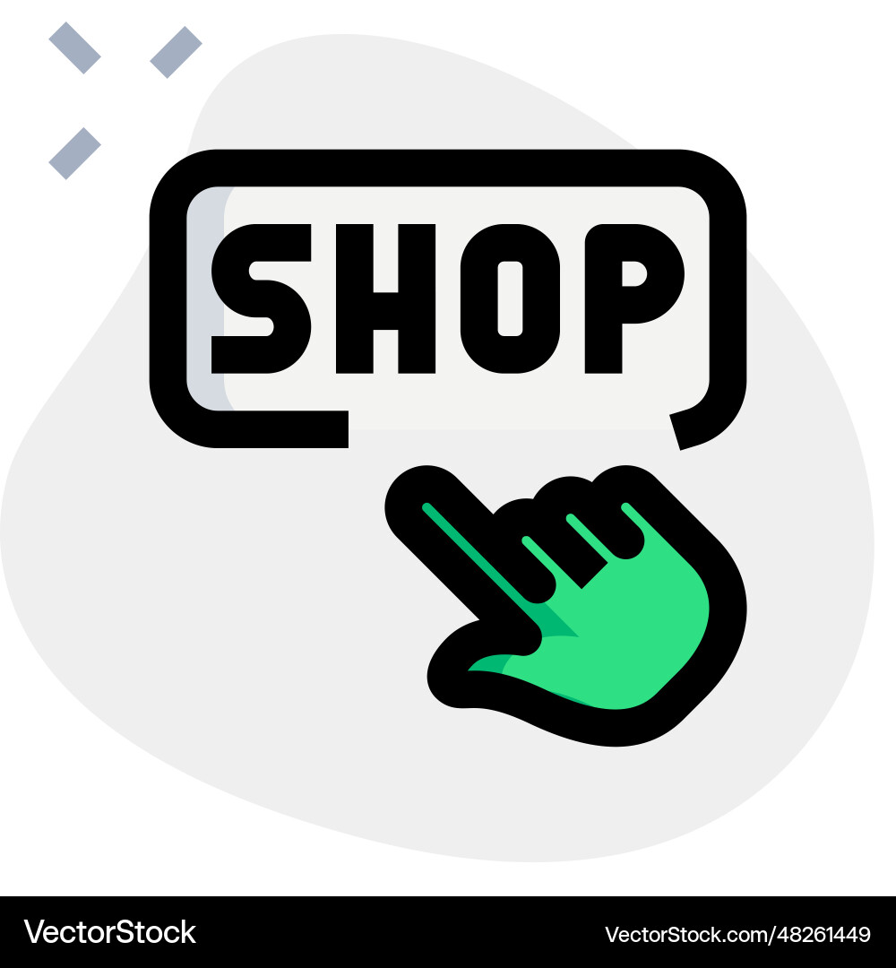 Pointer dragged on shop option in website vector image