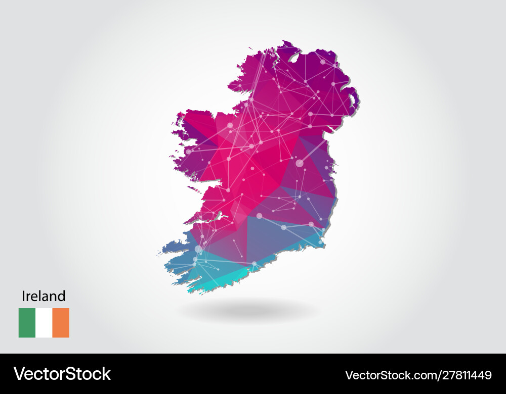 Polygonal ireland map low poly design made Polygonal ireland map low poly design made Vector Image