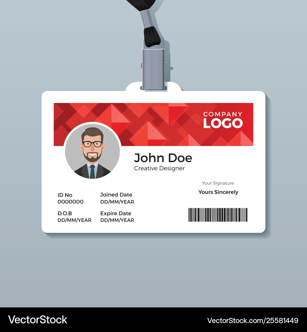 Red diamond id card template Red diamond id card template vector image
