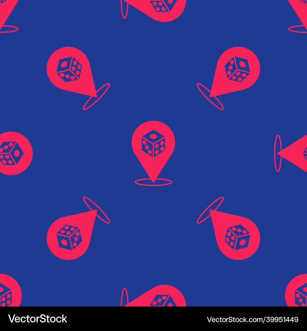 Red game dice icon isolated seamless pattern vector image