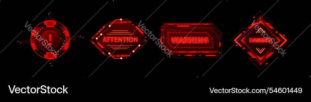 Red hud danger alert cyber ui error frame sign Red hud danger alert cyber ui error frame sign Vector Image