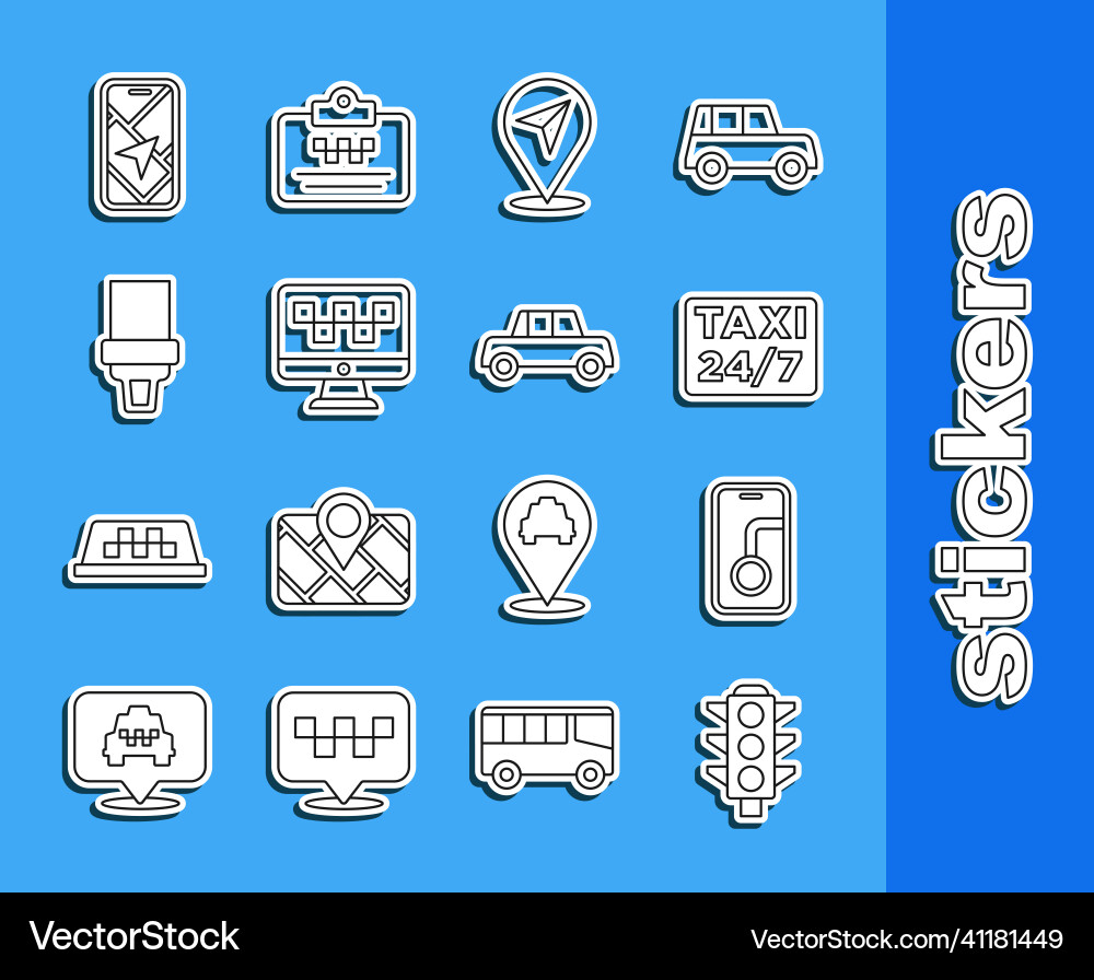 Set line traffic light city map navigation Vector Image