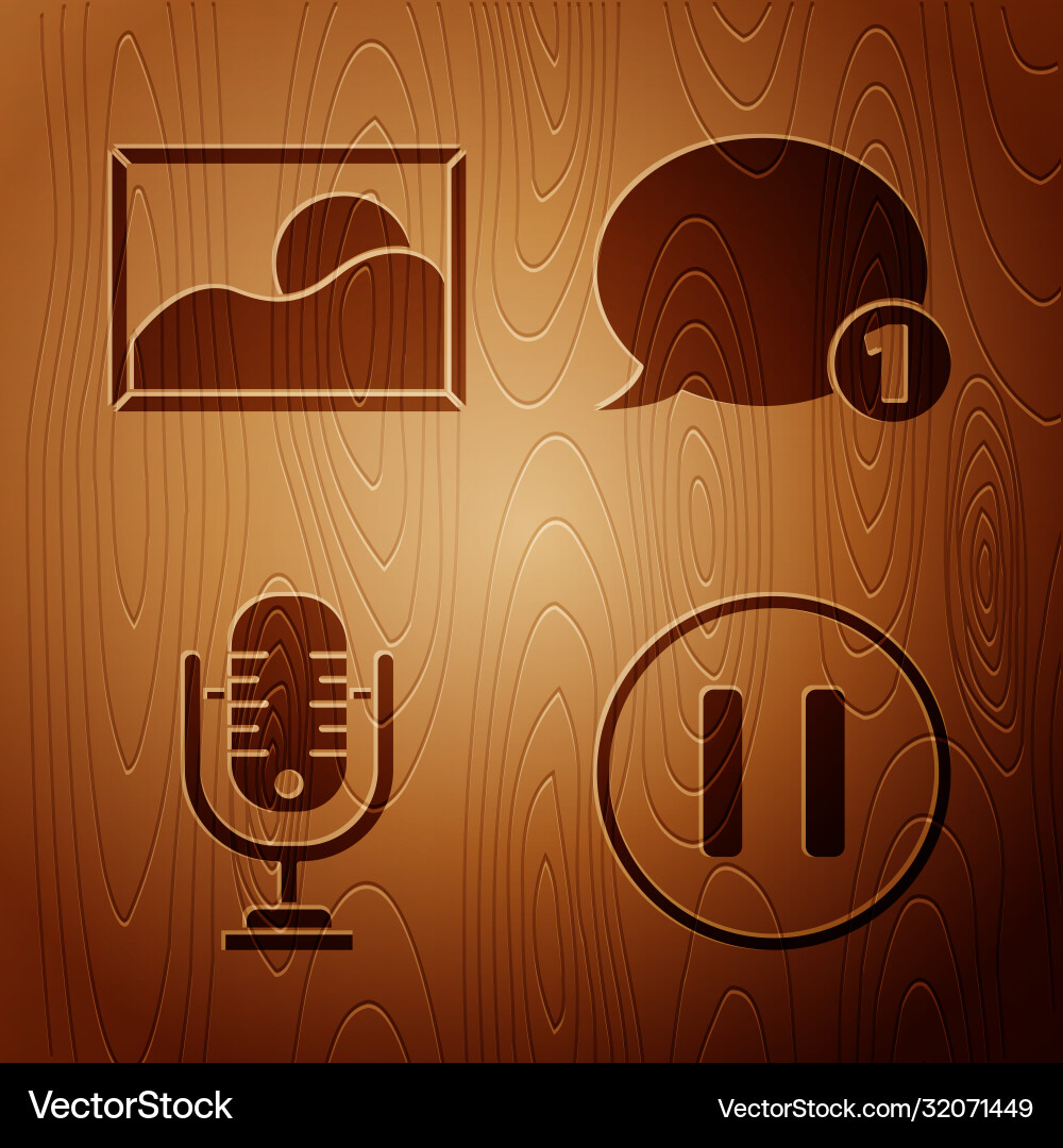 Set pause button picture landscape microphone Set pause button picture landscape microphone vector image