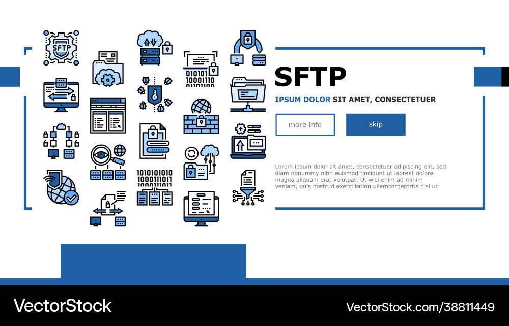 Ssh sftp file transfer protocol landing header Ssh sftp file transfer protocol landing header vector image