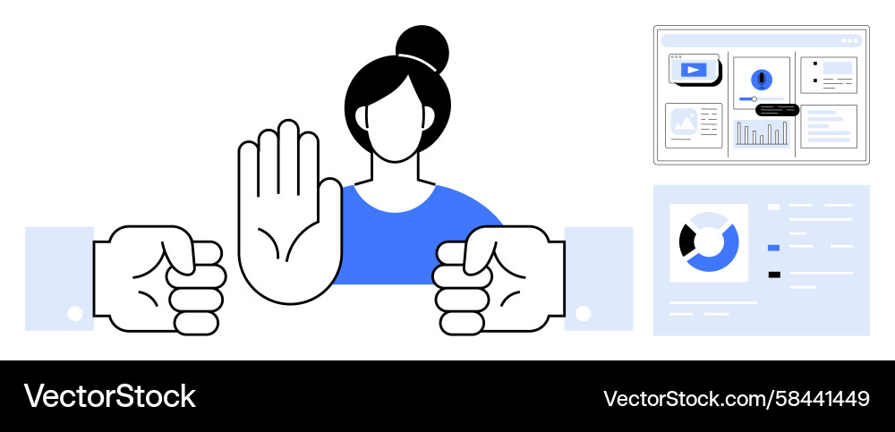 Stop Gesture with Data Charts Vector Image