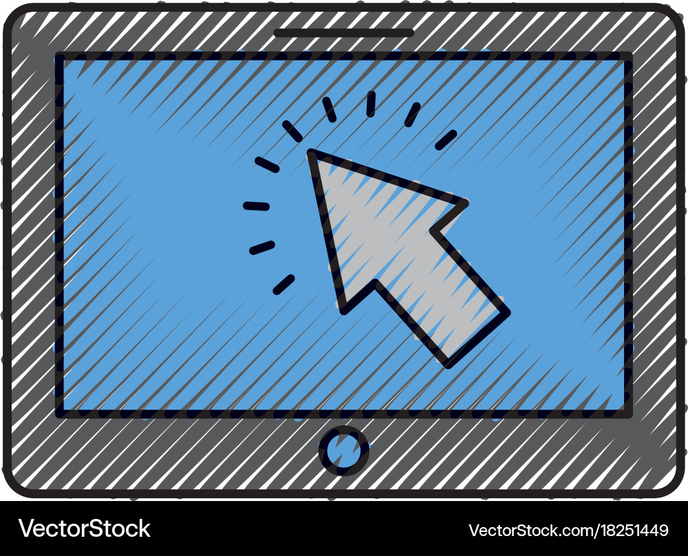 Tablet with cursor button digital technology vector image