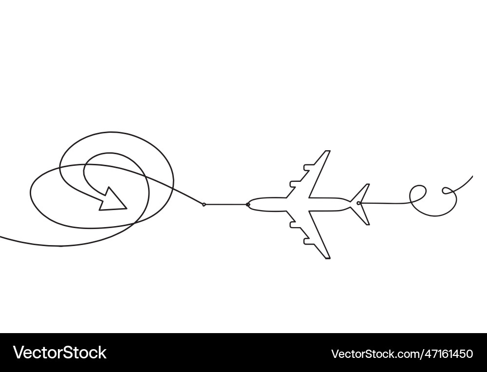 Abstract continuous lines arrows and plane Vector Image