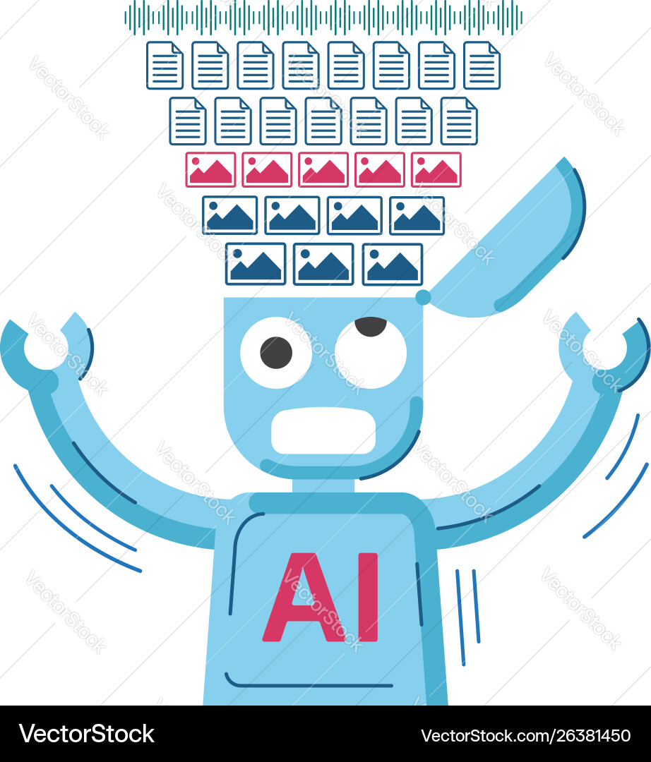 Ai robot is educated and getting data vector image