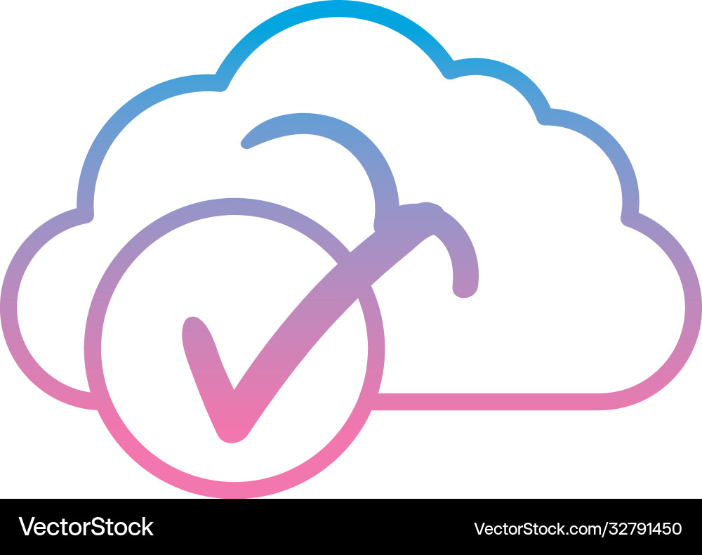 Cloud computing with check mark gradient style vector image