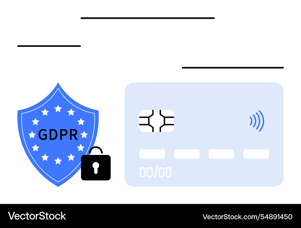 Data privacy shield with gdpr emblem secure lock Data privacy shield with gdpr emblem secure lock vector image