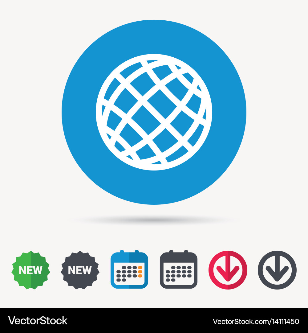 Globe icon world or internet sign Vector Image