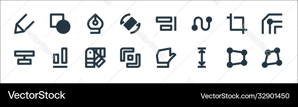 Graphic design line icons linear set quality Graphic design line icons linear set quality vector image