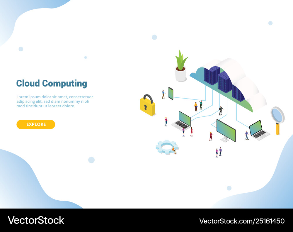 Isometric 3d cloud computing concept for website Isometric 3d cloud computing concept for website vector image