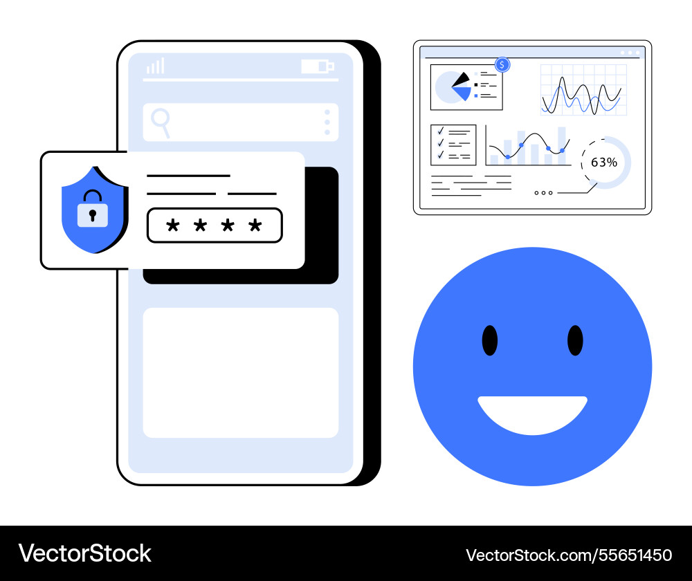 Mobile security interface with data analytics Mobile security interface with data analytics vector image