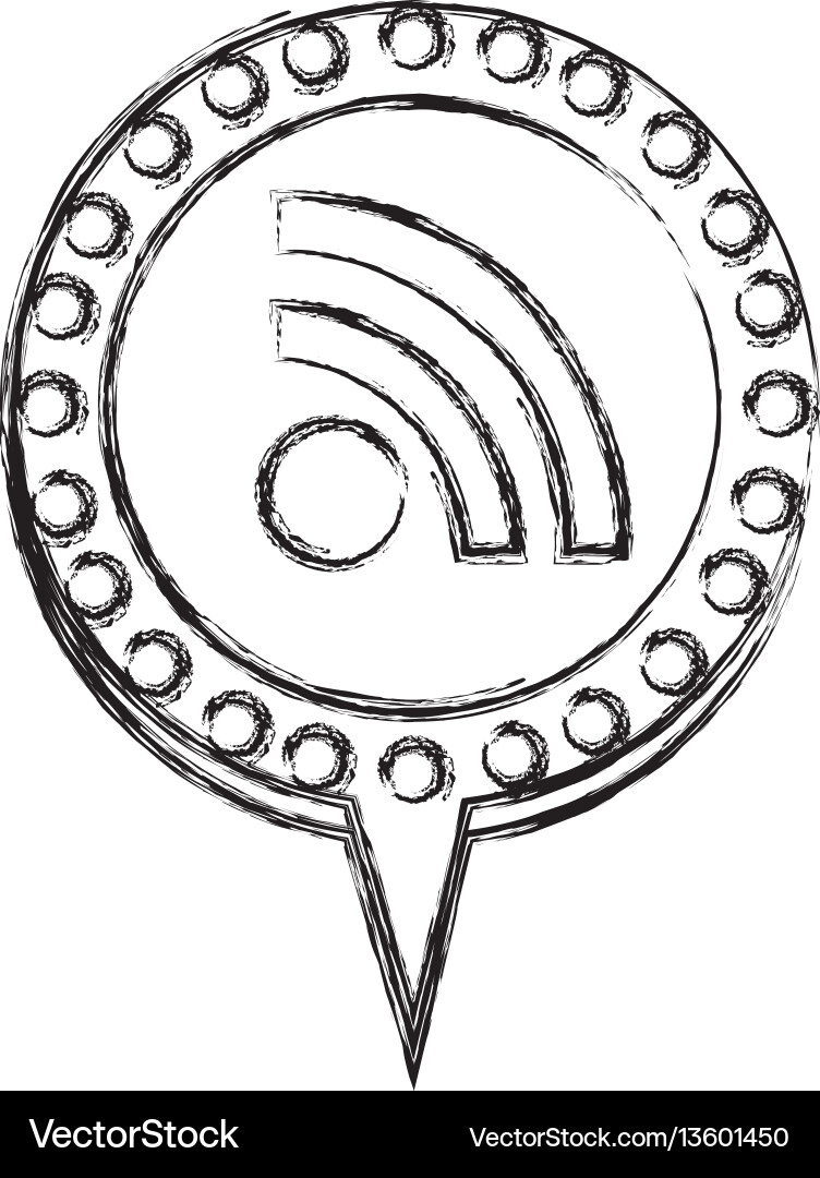 Monochrome sketch with wifi icon and circular Vector Image